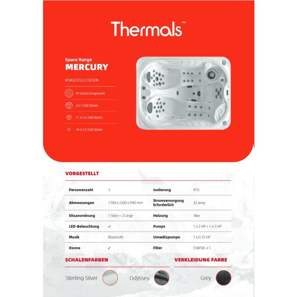 Thermals Whirpool MERCURY by SuperiorSpas 220x170x94 3 Personen 51 JETS