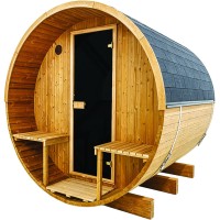 Hekla Outdoor Sauna Barrel L 250 x 240 x 225 cm FassSauna 6 Personen