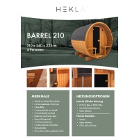 Hekla Outdoor Sauna Barrel M 210 x 240 x 225 cm FassSauna 4 Personen