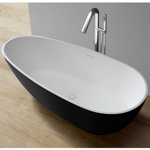 Badewanne Mineralguss StoneArt schwarz-weiß 185x83 matt