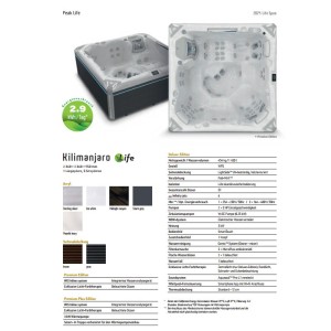 Wellis PEAKLIFE Whirlpool Kilimanjaro Life Deluxe 6 Personen 236 x 236 x 95cm 59 Düsen