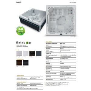Wellis PEAKLIFE Whirlpool Makalu Life Deluxe 5 Personen 215 x 215 x 86 cm 51 Düsen