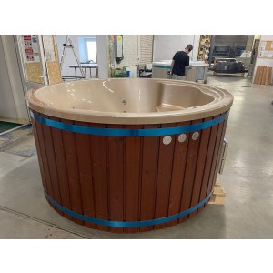 SOFORT: HotTub Badezuber Ø200 Holzbefeuerung ACRYL champagner