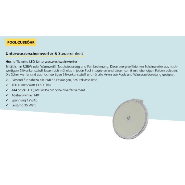 LuminAqua LED WW Scheinwerfer 18Watt Poolbeleuchtung