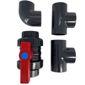 Pool Bypass Ø 63mm komplett – 3 Kugelhähne T-Stücke PVC Rohr Kleber & Reiniger