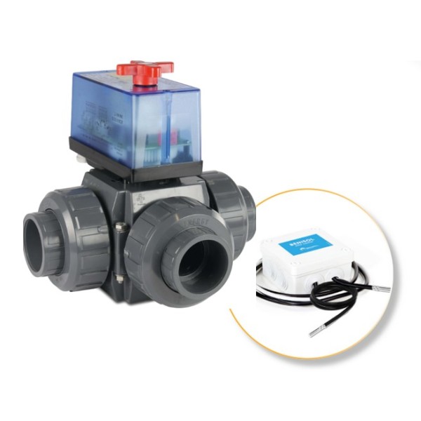Automatisches 3-Wege-Ventil 50 mm T-Bohrung mit Benisol-Temperaturregler type Peraqua - plug & play
