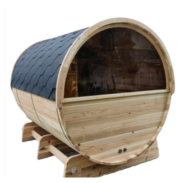 Fass Sauna Fasssauna Traditionell TR-210 Zedernholz 210 x 185  Halb Glas Panorama