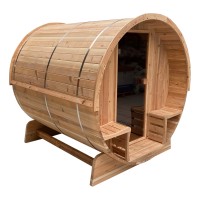 Fass Sauna Fasssauna Traditionell TR-230 Zedernholz  229 x 185 - Halb Glas Panorama