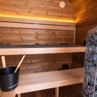 Gaia ONYXIA Cube Sauna 225 × 120 Aussensauna Poolstar Holl´s Saunafass