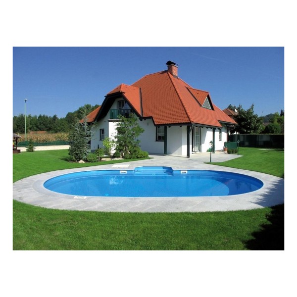 Ovalbecken TAHITI ALL INCLUSIVE SET 623 x 360 x 150 cm | Innenhülle 0,8 mm Sand | BASIC Handlauf Blau