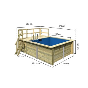 Terrasse für Trend Holzpool Rechteckbecken Stirnseite
