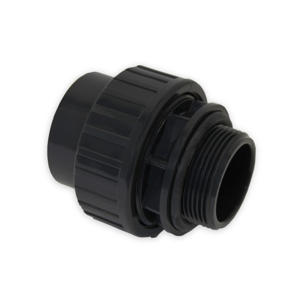 PVC Verschraubung mit O-Ring | Ø 50 mm Klebemuffe x 1 1/2" AG | PN10 | Grau