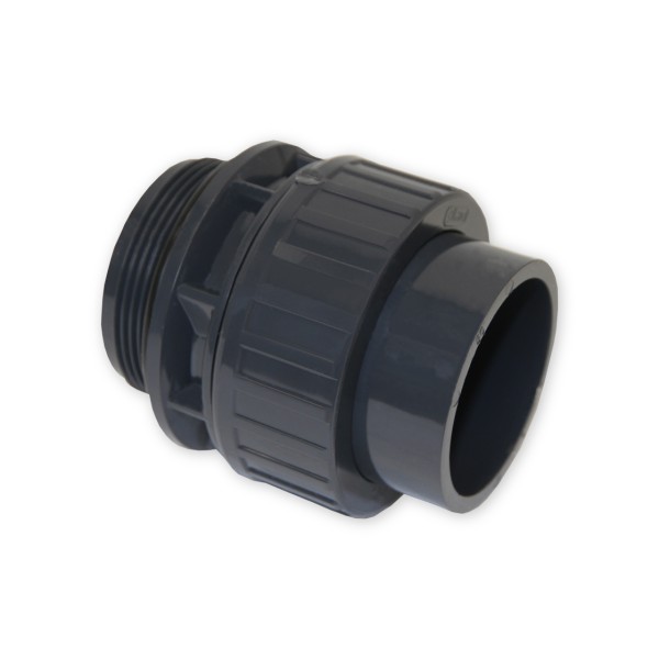 PVC Verschraubung mit O-Ring | Ø 50 mm Klebemuffe x 2" AG | PN10 | Grau