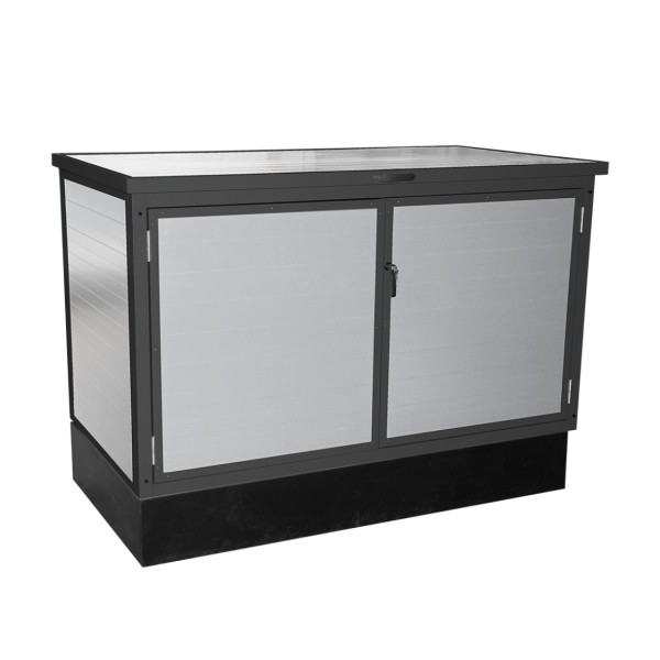 Trend Pool Technikbox Premium inkl. Unterkonstruktion und Medienkonsole | DIY | Paneel RAL 9006 Weißaluminium / Rahmen RAL 7016 Anthrazit | ohne Inhalt