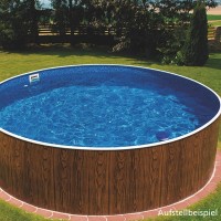 Rundpool Stahlwandbecken - Set 460x120 cm in Holzoptik