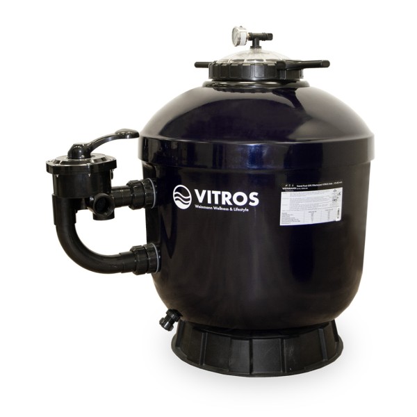 Trend Pool GFK Filterkessel VITROS Side | Ø 500 mm | Höhe 850 mm | RAL5004 Schwarzblau | inkl. Ventil (Ø 50 mm - 1 1/2")