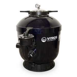 Trend Pool GFK Filterkessel VITROS Side | Ø 500 mm | Höhe 850 mm | RAL5004 Schwarzblau | inkl. Ventil (Ø 50 mm - 1 1/2")