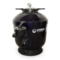 Trend Pool GFK Filterkessel VITROS Side | Ø 500 mm | Höhe 850 mm | RAL5004 Schwarzblau | inkl. Ventil (Ø 50 mm - 1 1/2")