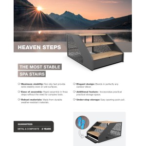 Poolex Pooltreppe Whirlpooltreppe "HEAVEN STEPS" Holztreppe - grau
