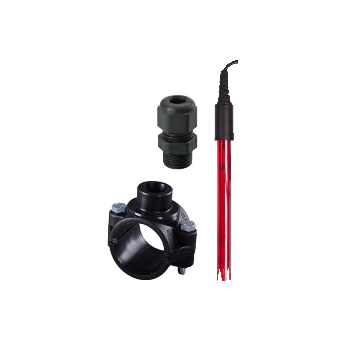 RX -Sonde Platin + Anbohrschelle + Sondeverschraubung
