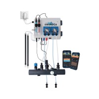 Wifi Pool twin mit Strömungsschalter und 2 zusätzlichen Steckern ohne Niveauschalter und Temperaturfühler für Pools bis zu 150m³