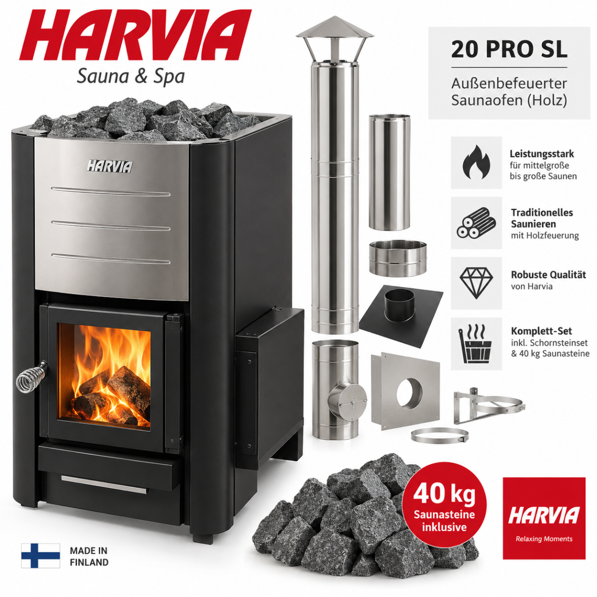 SET Harvia Saunaofen 20 PRO SL auß box