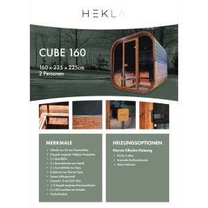 Hekla Outdoor Sauna Cube NERO 160 S - 160 x 235 x 225 cm 2 Personen FassSauna