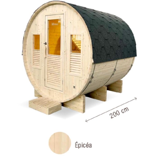 Gaïa OMEGA Barrel Außensauna Fasssauna Saunafass HOLL´s Sauna 200 x 205 x 220 cm